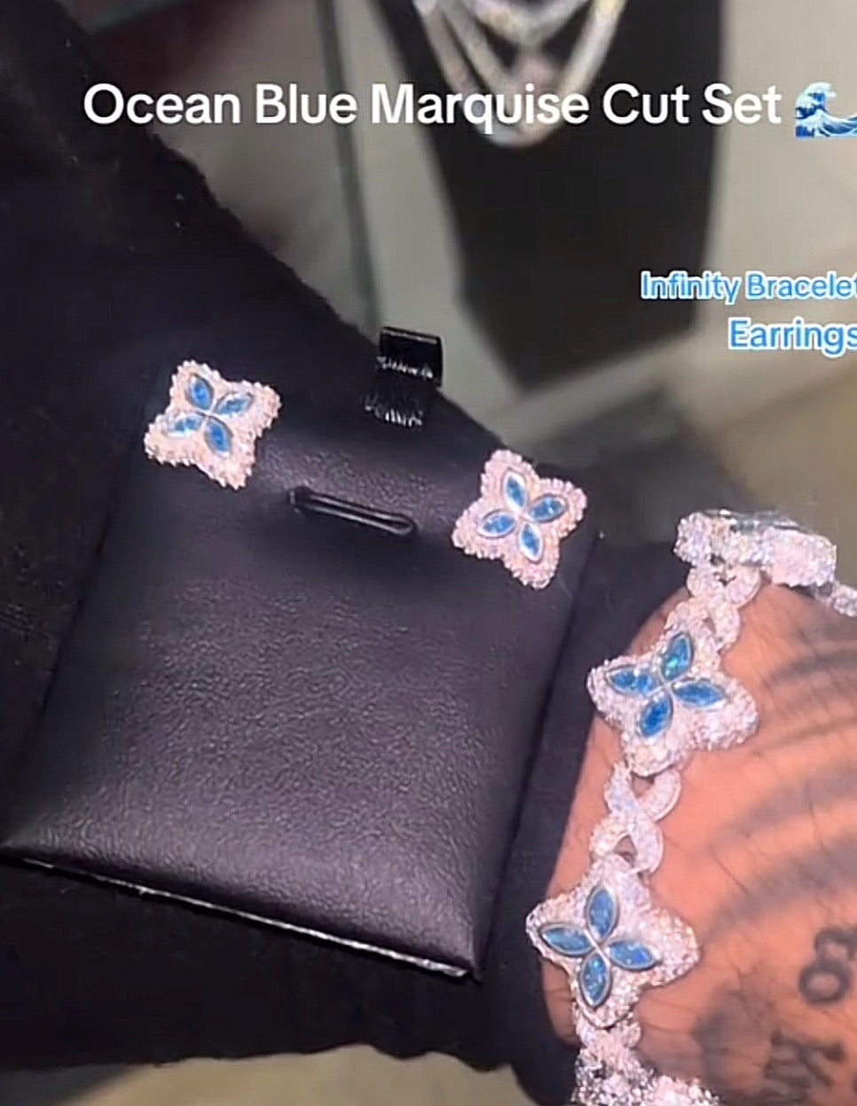 19mm Marquise cut Infinity Link bracelet .925 silver